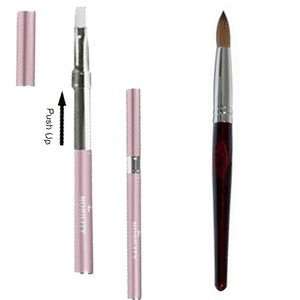 Rosewood Kolinsky Acrylic Nail Brush Size #22 and Pink Gel Brush Pack 
