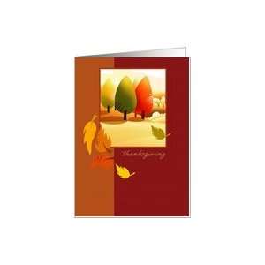 Thanksgiving Dinner Invitation. Autumn Landscape Card