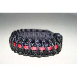 550 Paracord King Cobra Survival Bracelet Size 9.5 Black with Thin Red 