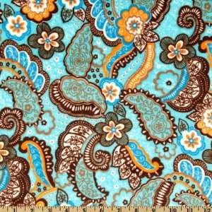 5860 Wide Robert Kaufman Cuddle Asian Paisley Topaz Fabric By The 