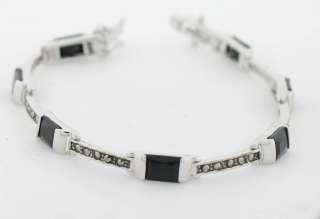 Marcasite Sterling Silver 7 Black Onyx Bracelet NEW  