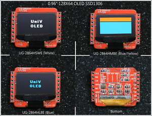 96 128x64 OLED Display Module SSD1306 Arudino AVR  