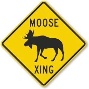  Moose Xing (with Graphic) Aluminum Sign, 24 x 24 Office 