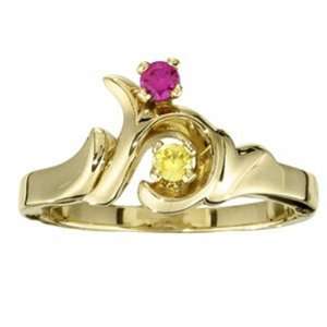   Gold Mothers Ring   2 Gemstone    YOU CHOOSE THE COLORS Jewelry