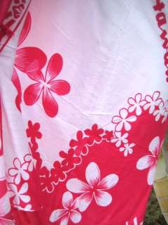 Sarong Pink/White Plumeria Hawaiian Luau Cruise Dress  