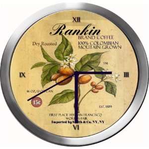  RANKIN 14 Inch Coffee Metal Clock Quartz Movement Kitchen 