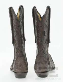 Old Gringo Brown Crocodile Floral Design Whipstitched Cowboy Boots 