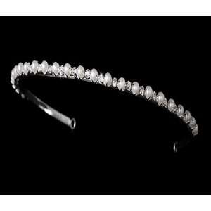  Simple Silver White Pearl Bridal Headband HP 7068 Beauty