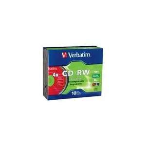  Verbatim 700MB 4X CD RW 10 Packs Disc Model 94325 