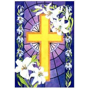   Cross and Lilies Silk Reflections Flag 29x43 Patio, Lawn & Garden
