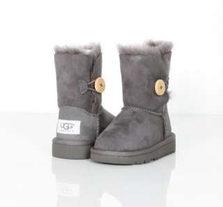 New UGG Australia Toddler Bailey Button Suede Boots Grey 6  