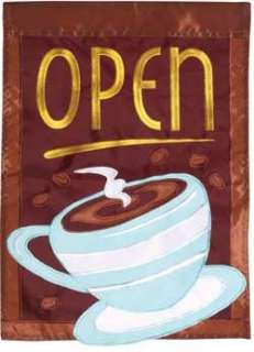 Open Cup of Joe Coffee Shop Restaurant Merchant Applique Toland Sm 
