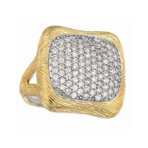 Sterling Silver and Yellow Plated Texturized Square Ring with Center 