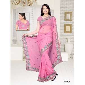  Designer Party Wear Chiffon Fabric Saree with Resham Work 