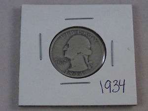 1934 Washington Silver Quarter Dollar U S Coins  