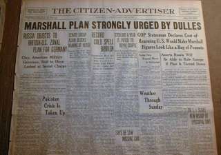   headlines MARSHALL PLAN   US to aid EUROPE Recovery after WW II  