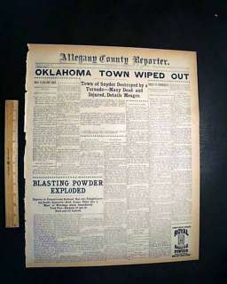 Great 1905 Old Newspaper SNYDER OK Oklahoma Kiowa County F5 TORNADO 