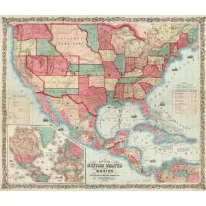   Map of the United States & Mexico by Alvin J. Johnson