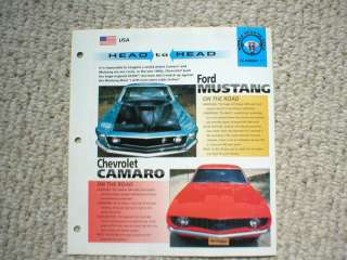 Ford MUSTANG vs. Chevy CAMARO Road Test Brochure1969  