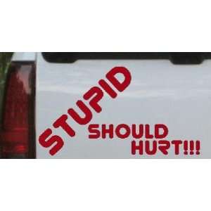 Stupid Should Hurt Funny Car Window Wall Laptop Decal Sticker    Red 