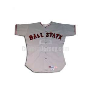 Gray No. 11 Game Used Ball State McAuliffe Baseball Jersey (SIZE 42 