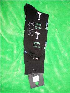 MENS SOCKS SZ10 13 19TH HOLE WITH MARTINI GLASS THEME  