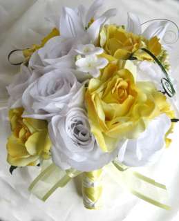 10pc Wedding Bouquet decoration flowers YELLOW / LILY  