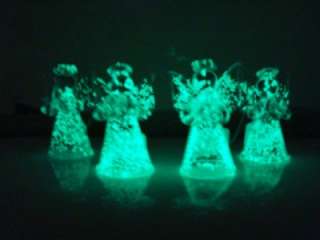 NEW Hand Blown Glow in the Dark Glass Angel Christmas Ornament set of 