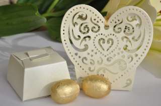 Luxury cut out design wedding sweets favour boxes with ribbon ties 