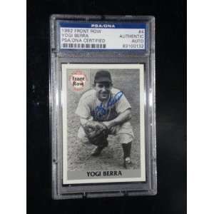  Yogi Berra Autographed Yankees Card Front Row 92 Psa #4 