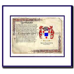  Berthaudet Coat of Arms/ Family History Wood Framed