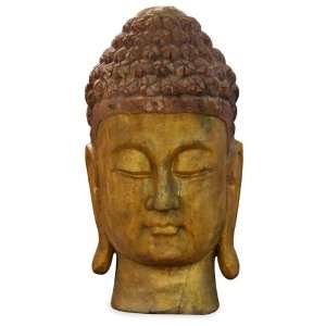  Hand Carved Wooden Buddha Head