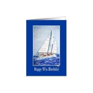  97th birthday watercolor sailboat sailing nautical 