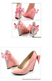 New Women Shoes Basic Ribbon Pumps Classics Wedges High Heels #SO 1037 