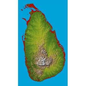  Earth Topographic Satellite Map of Sri Lanka 40 X 24 