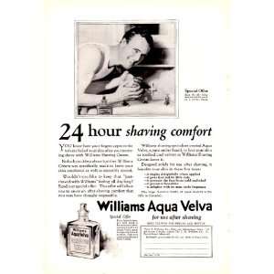   Williams Aqua Velva 24 hour shaving comfort Original Vintage Print Ad