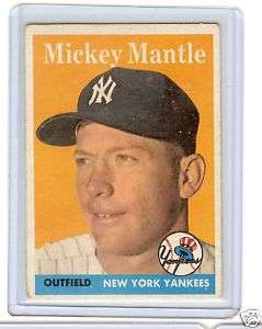 Yankees Mickey Mantle 1958 Topps # 150 VgEx/Ex  