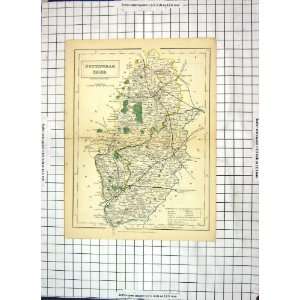  Antique Map Nottinghamshire England Mansfield Worksop 