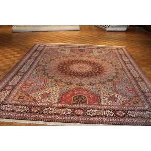  10 x 13 HAND KNOTTED FINE TABRIZ GONBAD DOME RUG WOOL 