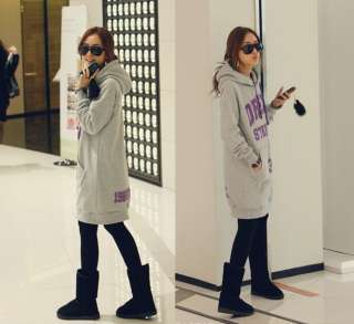 2011 Lady Fashion Simple Letter Thick Hoodie Loose Long Tops Outerwear 