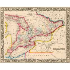  Mitchell 1860 Antique Map of Canada West