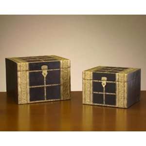  Wood Boxes with Embossed Brass