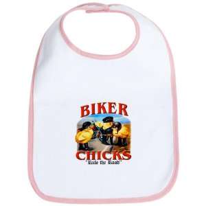  Baby Bib Petal Pink Biker Chicks Women Girls Rule the Road 