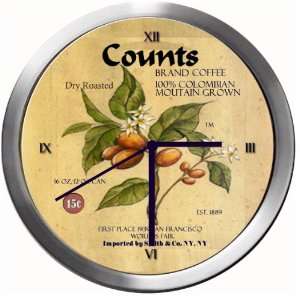  COUNTS 14 Inch Coffee Metal Clock Quartz Movement Kitchen 