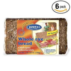 Lowell Foods Whole Grain Rye Bread, 17.6000 Ounce (Pack of 6)  