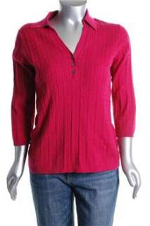Tommy Hilfiger NEW Plus Size Pullover Sweater Pink Cableknit Contrast 
