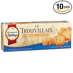 Abbaye Trouvillais Butter Biscuits, Apricot, 4.41 Ounce Boxes (Pack 
