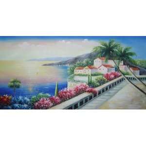  Mediterranean Beach Walkway Oil Painting 24 x 48 inches 