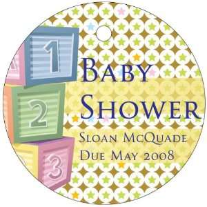 Baby Keepsake Brown ABC Blocks Design Circle Shaped Personalized 