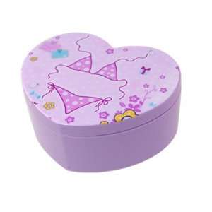   Purple Heart Shaped Plastic Shell Make Up Box Holder w Mirror Beauty